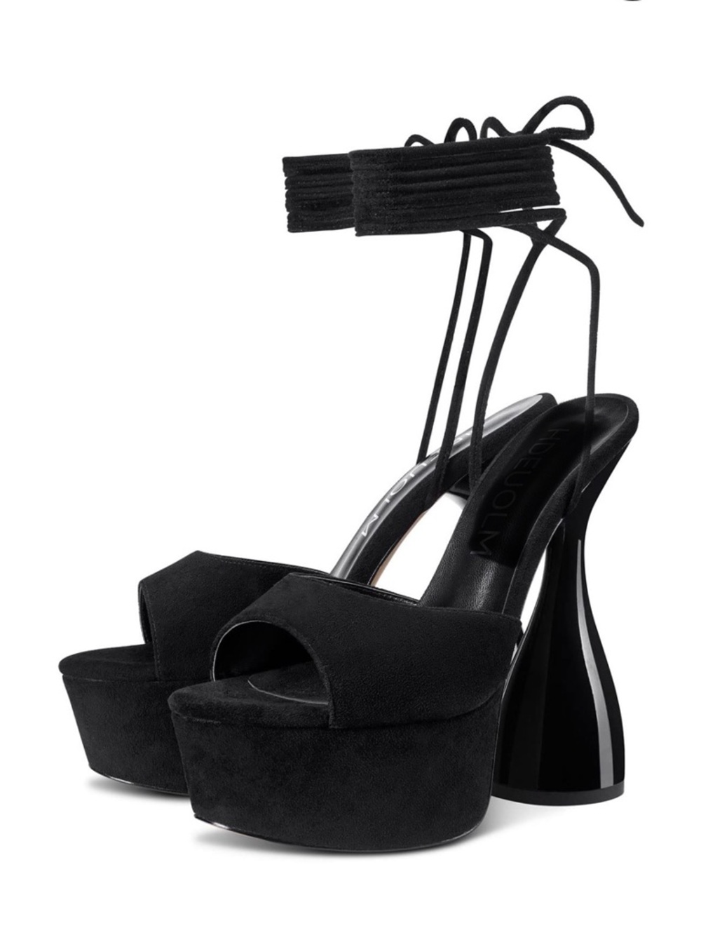 Women’s Black Platform Ankle-Tie High Heel Sandals Shoes Size 10 NEW - Picture 5 of 14